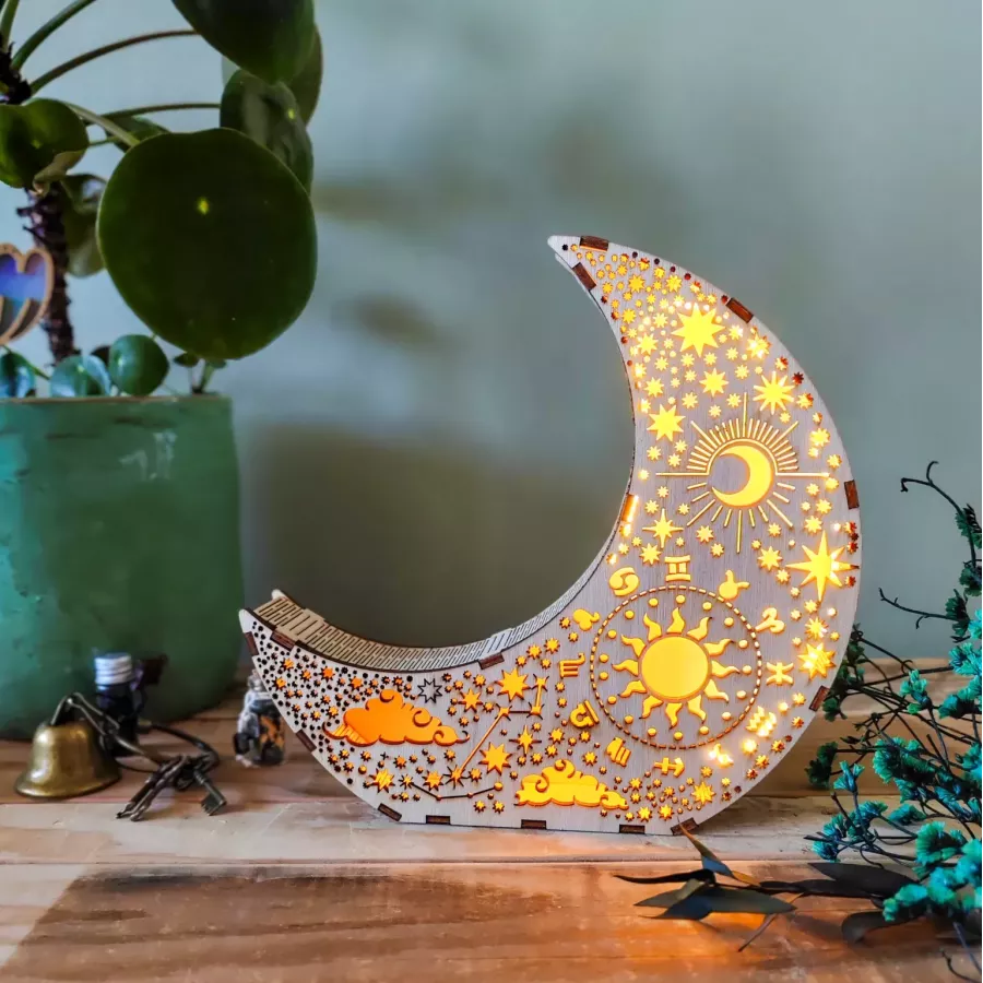 Veilleuse en bois - Éclat de Lune