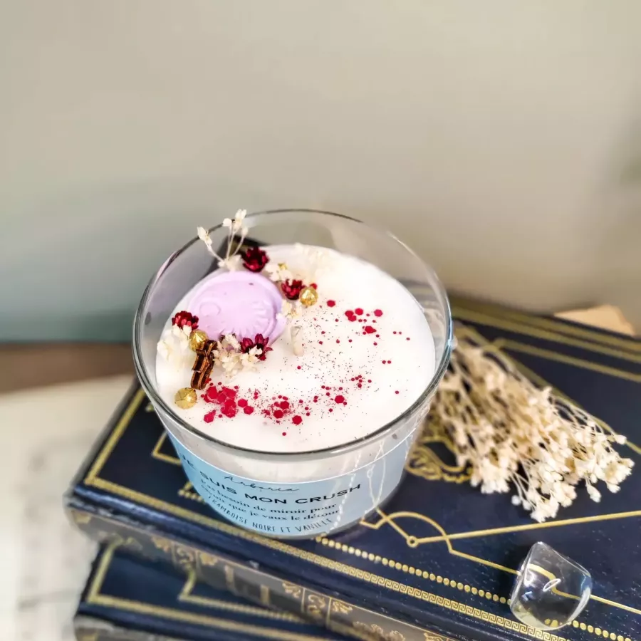 Bougie message : Je suis mon crush – parfum Framboise noire & Vanille
