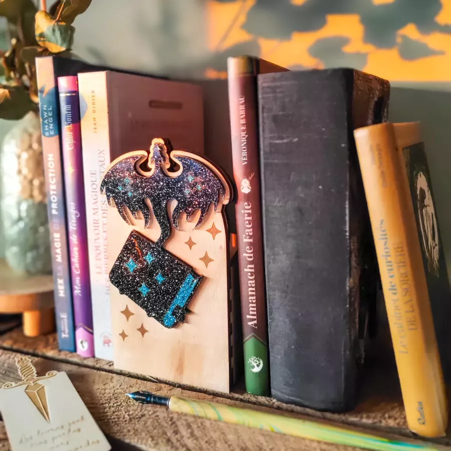 Décoration de bibliothèque secrète – L’Envol des Grimoires