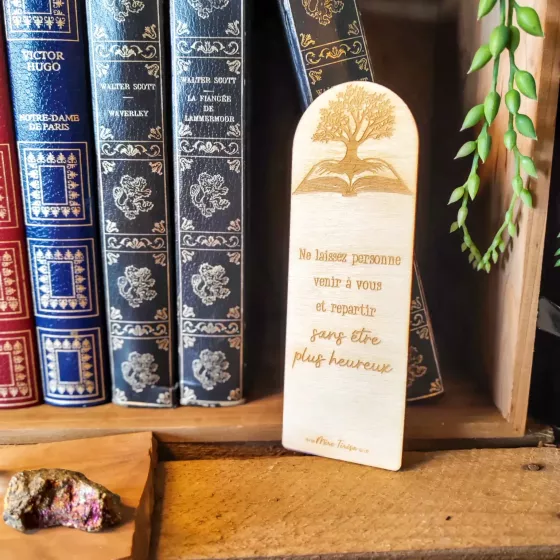 Marque-page bois arbre de vie et citation de Mère Teresa