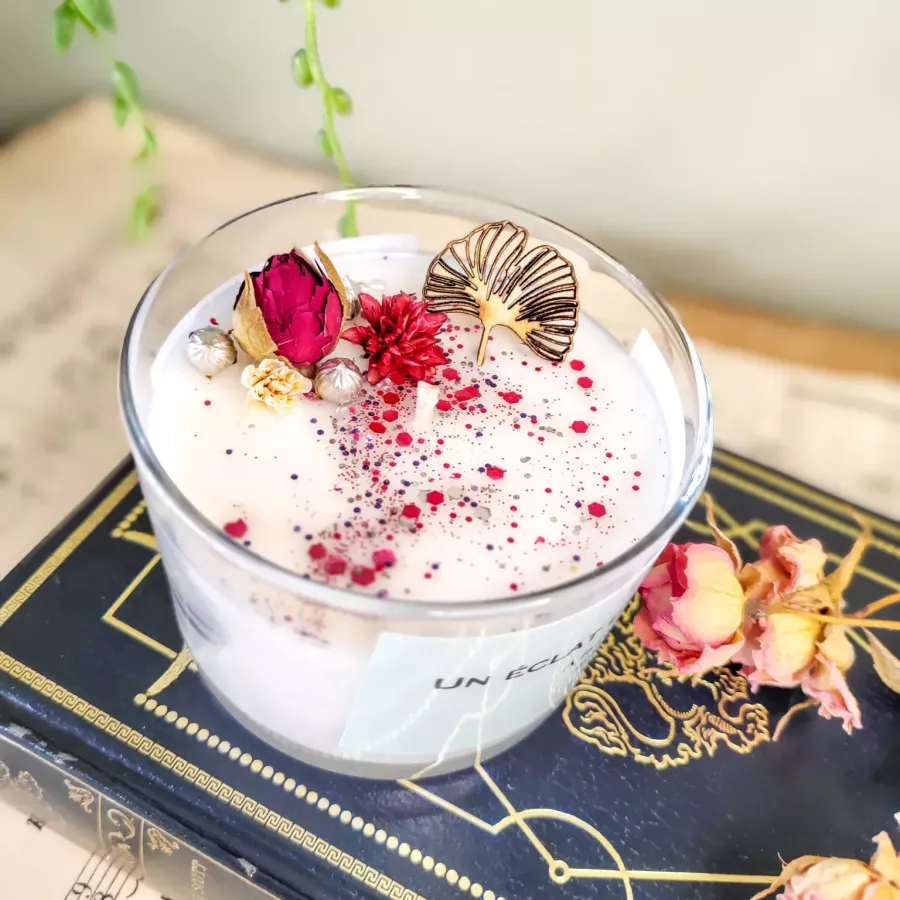 Bougie artisanale unique Amore Mio parfum fruité et floral