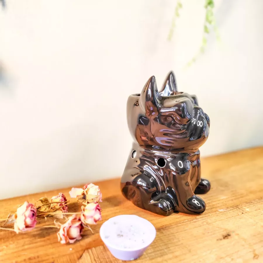 Brûle-Parfum en Céramique - Bouledogue en Costume Noir