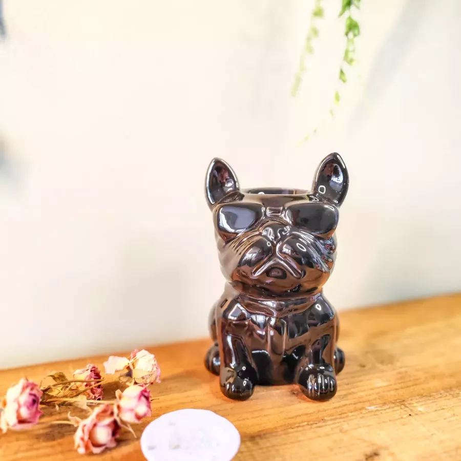 Brûle-Parfum en Céramique - Bouledogue en Costume Noir