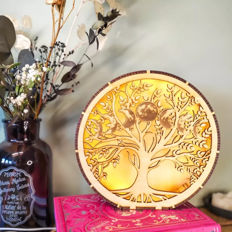 Lampe d'ambiance arbre de vie et lune