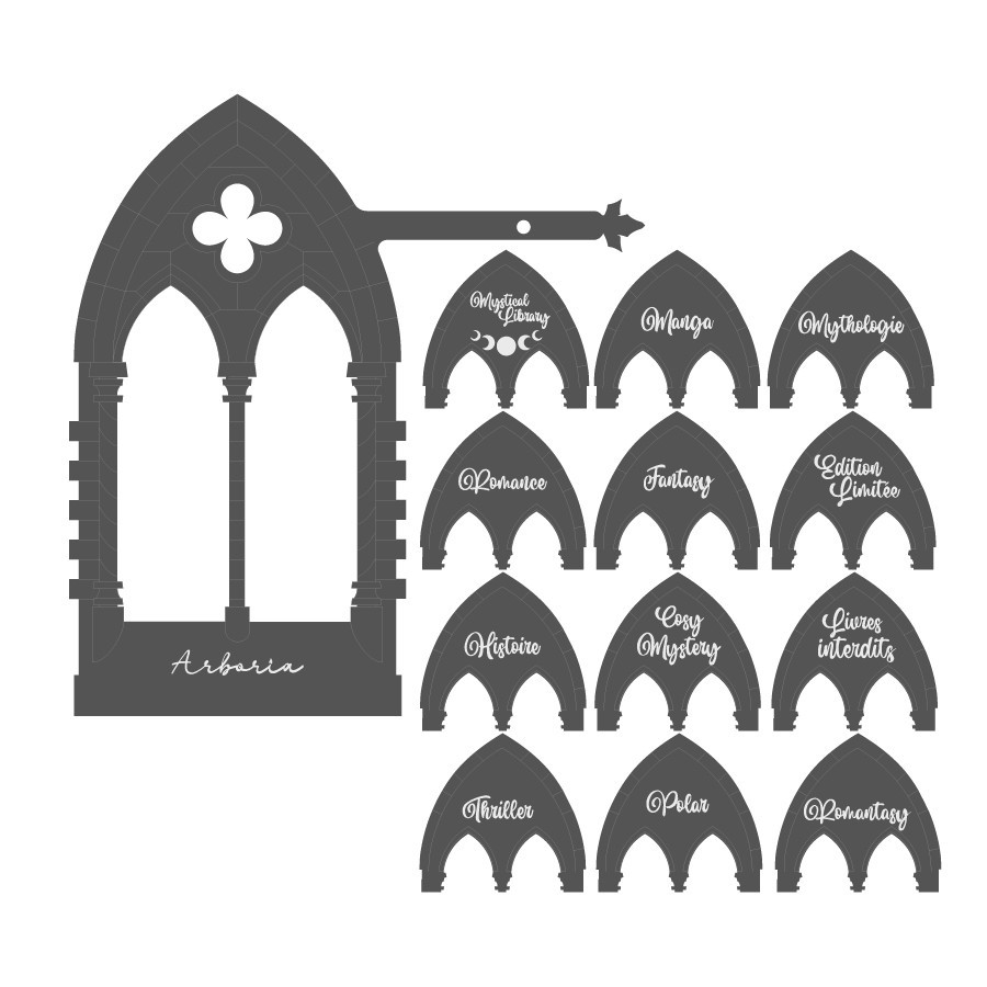Séparateur bibliothèque personnalisé MDF Arboria
