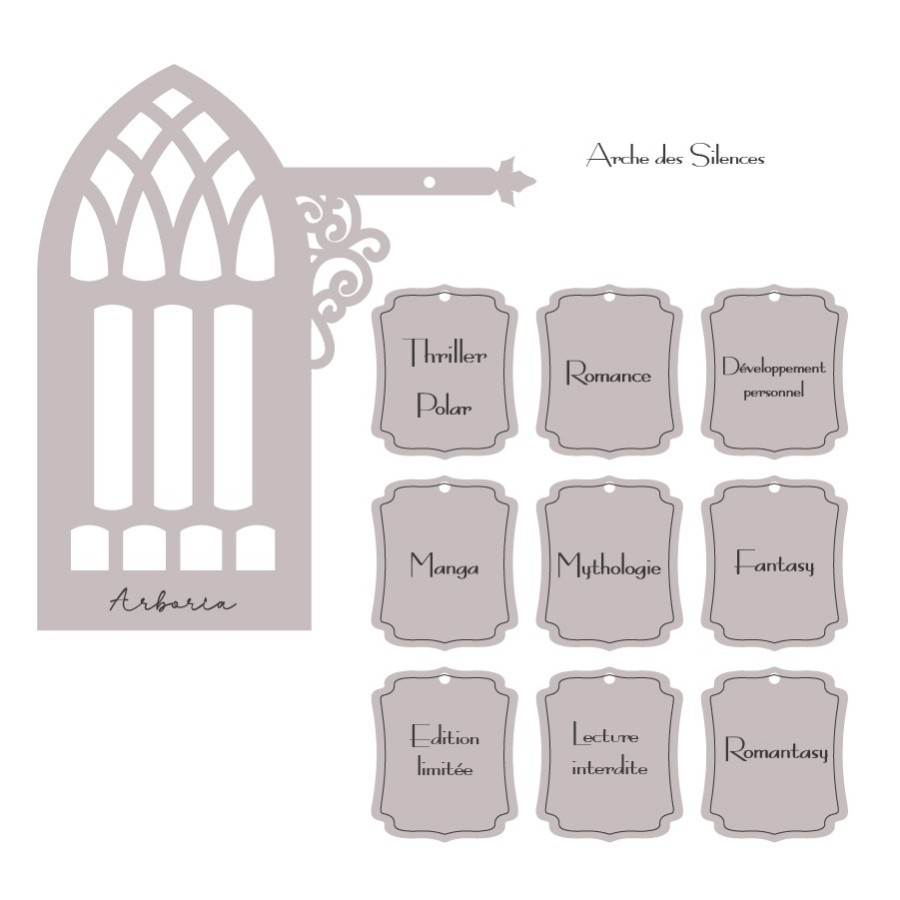 séparateur de livres bois arche des silences - cosy mystery