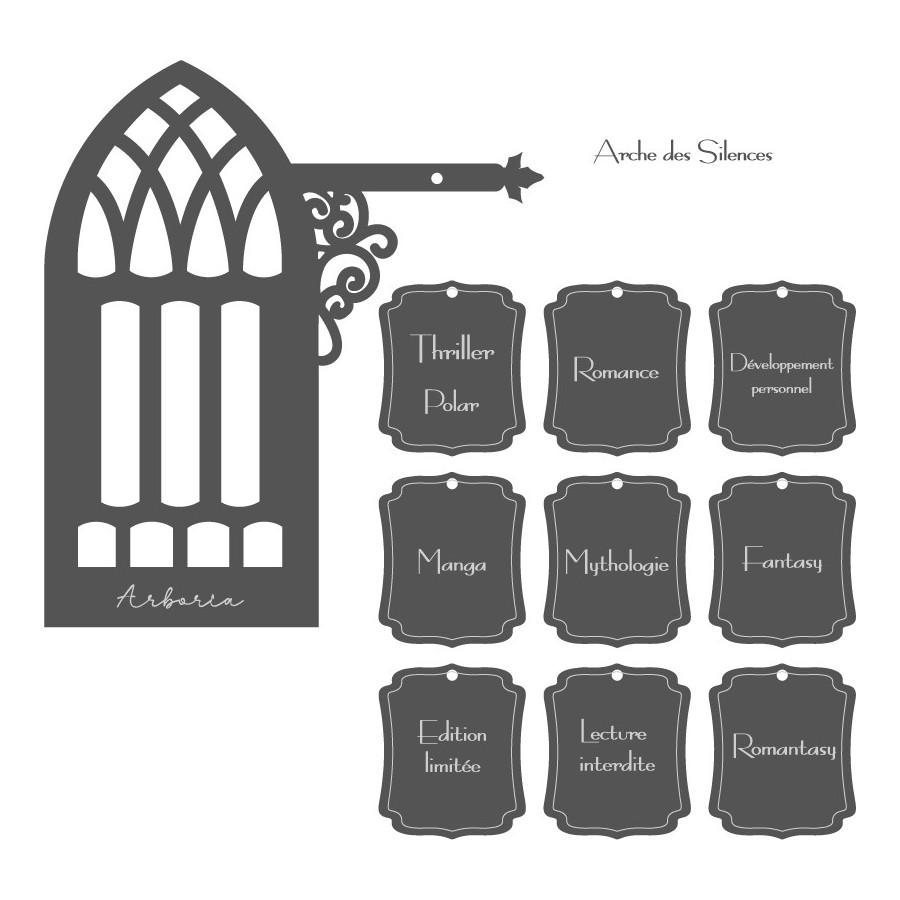 séparateur de livres bois arche des silences - cosy mystery