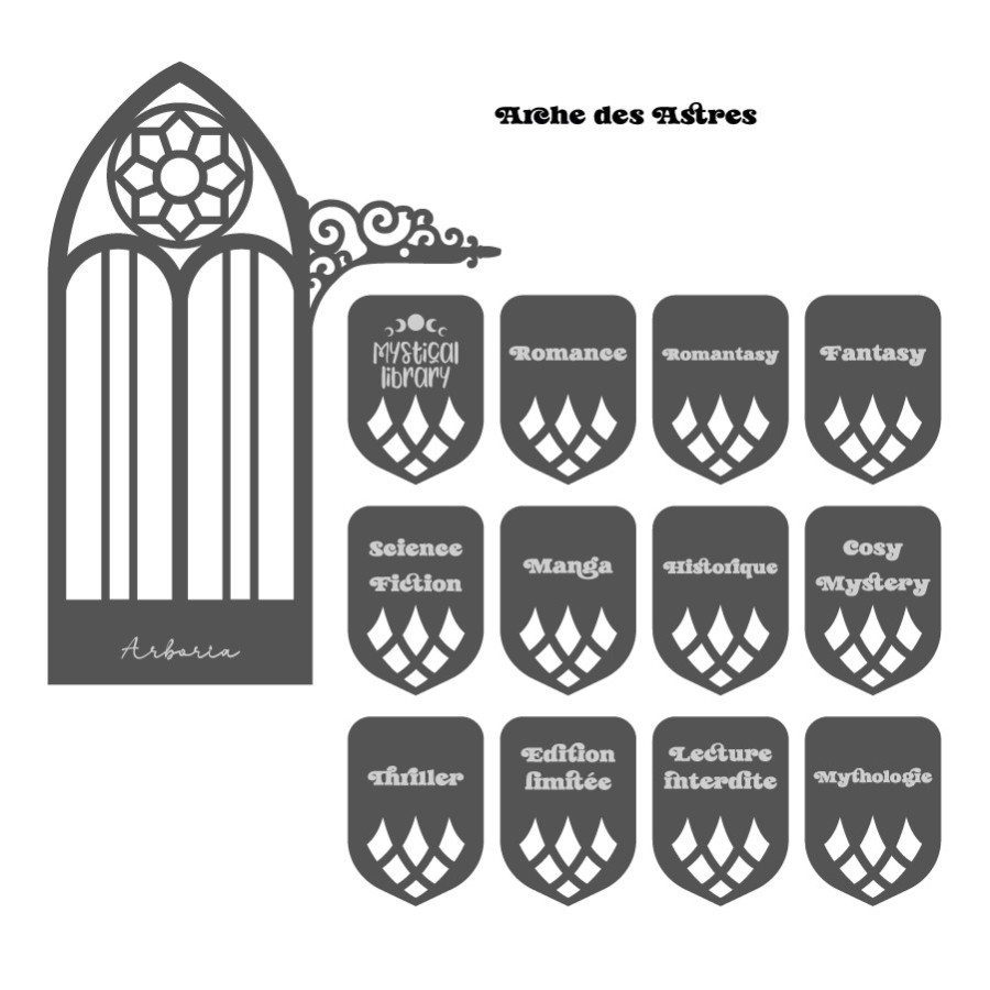 séparateur de livres gris arche des astres - bibliothèque mystique