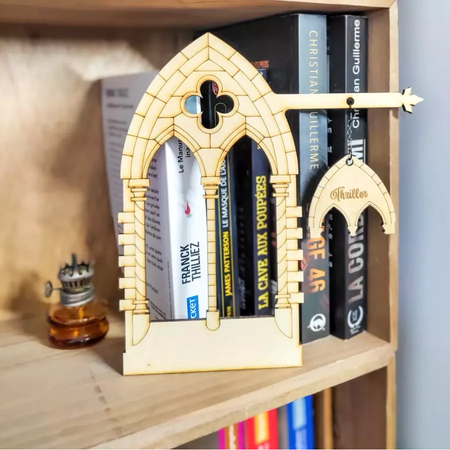 Arche gothique - Séparateur de livres en bois