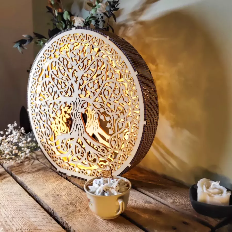 Lueur d’Yggdrasil - Luminaire en bois - 30 cm