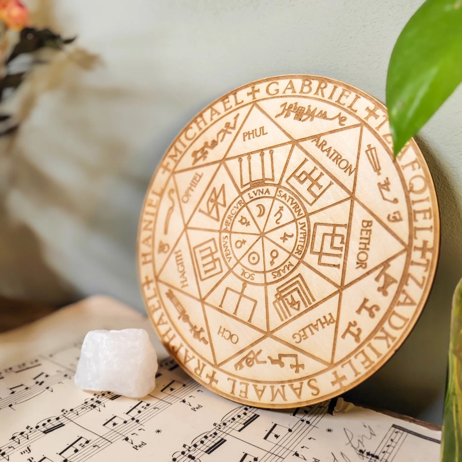 Sceau des 7 Archanges en bois - Décoration spirituelle