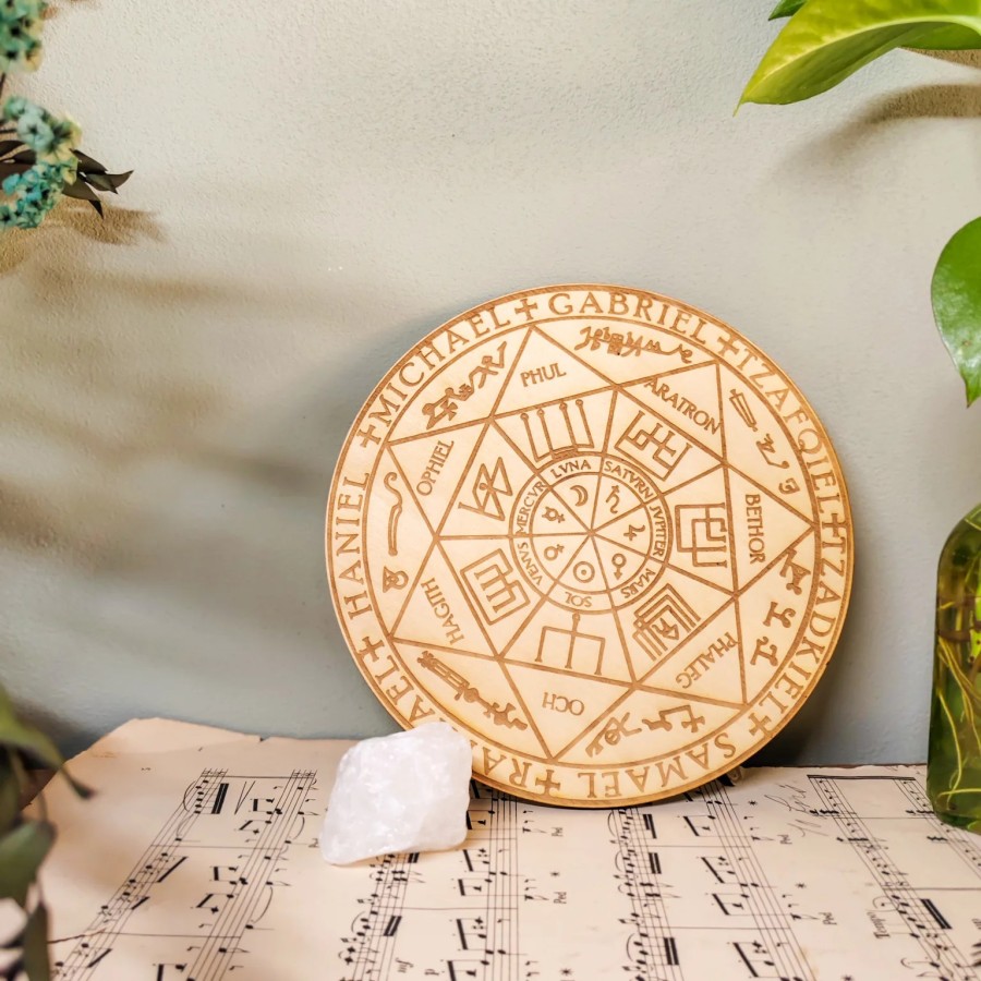 Sceau des 7 Archanges en bois - Décoration spirituelle