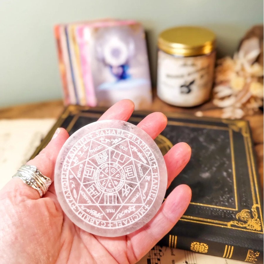 Galet de Sélénite - Sceau des 7 Archanges - Edition limitée