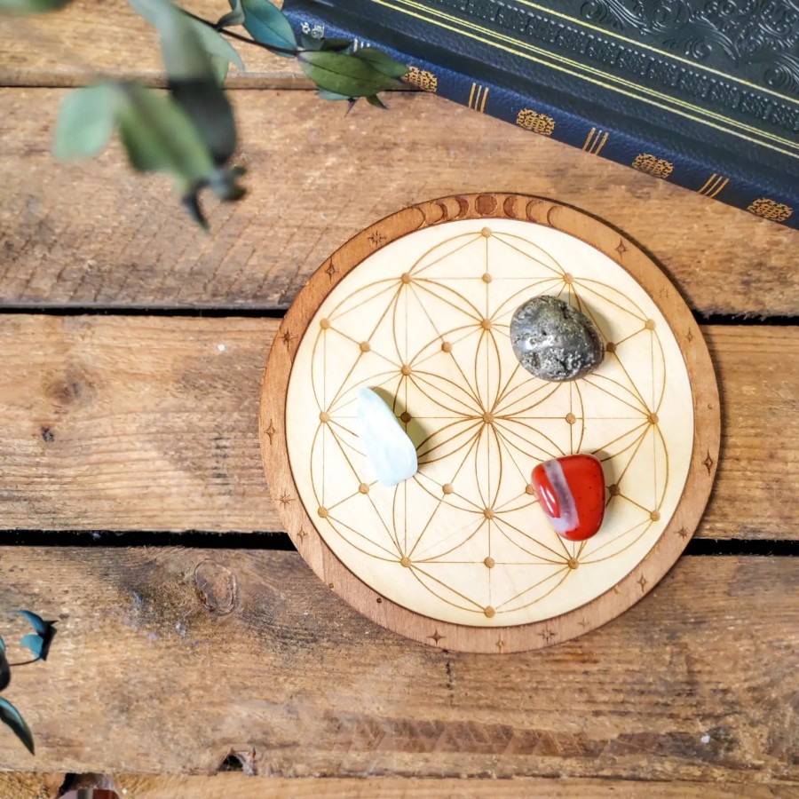 Fleur de Vie gravée - Plateau de rechargement