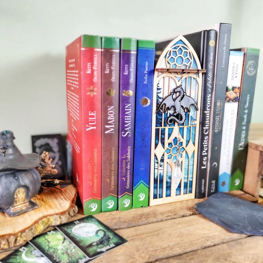 booknook sorcière moderne avec dragon