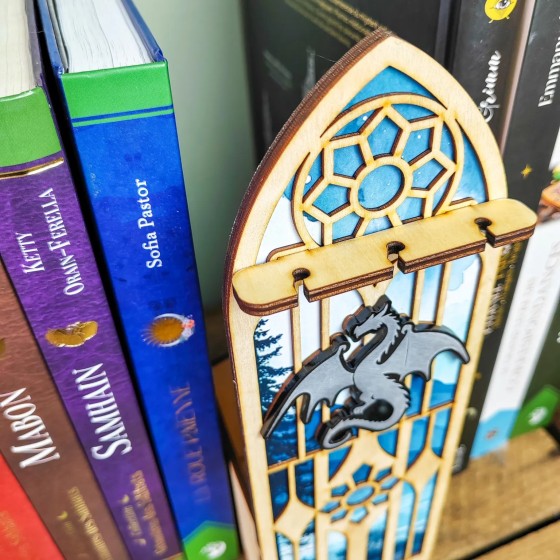 décoration bibliothèque dragon pendule Arboria