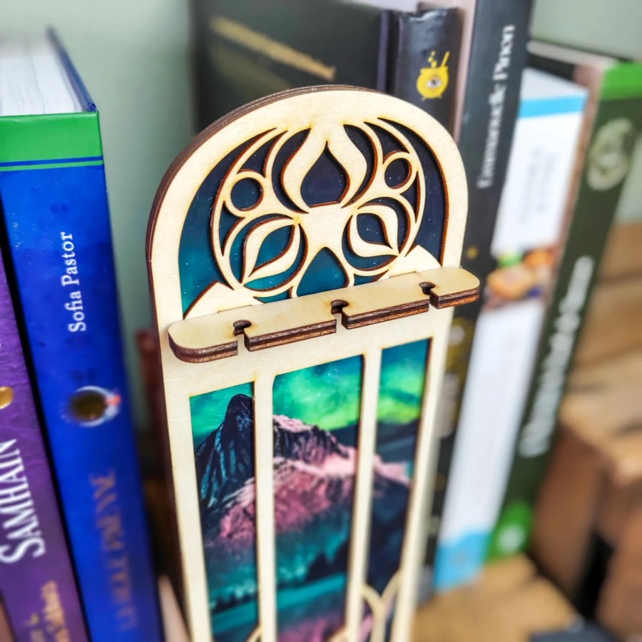 décoration bibliothèque aurores boréales pendule