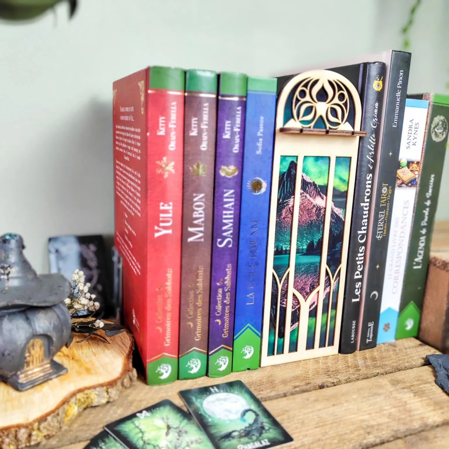 décoration bibliothèque aurores boréales pendule