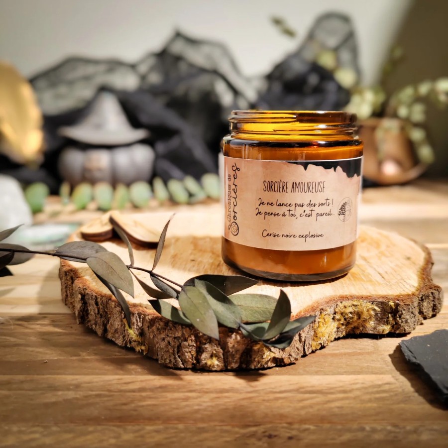 Bougie parfumée 200 g - Sorcière amoureuse - je pense à toi - Cerise Noire Explosive