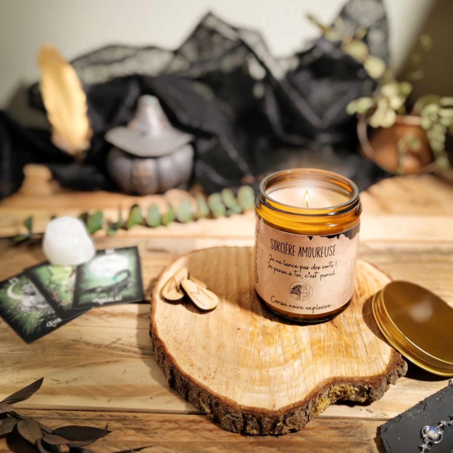 Bougie parfumée 200 g - Sorcière amoureuse - je pense à toi - Cerise Noire Explosive