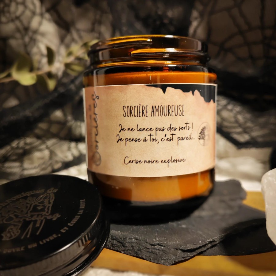 Bougie parfumée 90 g - Sorcière amoureuse - je pense à toi - Cerise Noire Explosive