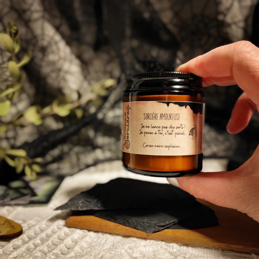 Bougie parfumée 90 g - Sorcière amoureuse - je pense à toi - Cerise Noire Explosive