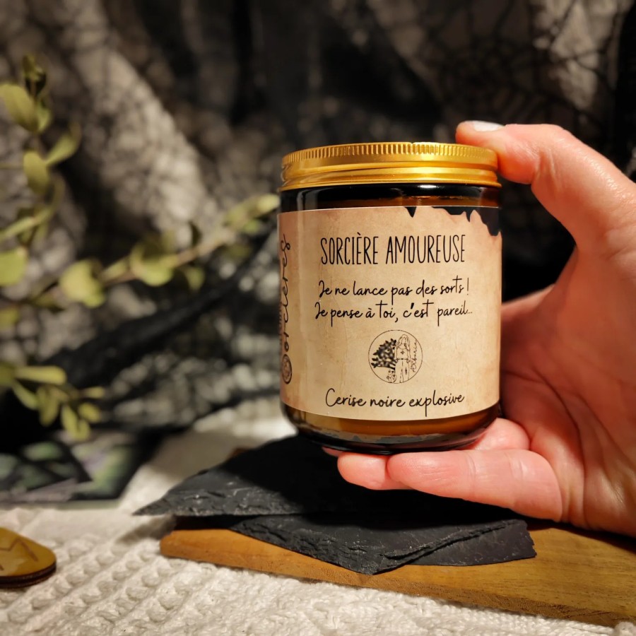 Bougie parfumée 200 g - Sorcière amoureuse - je pense à toi - Cerise Noire Explosive