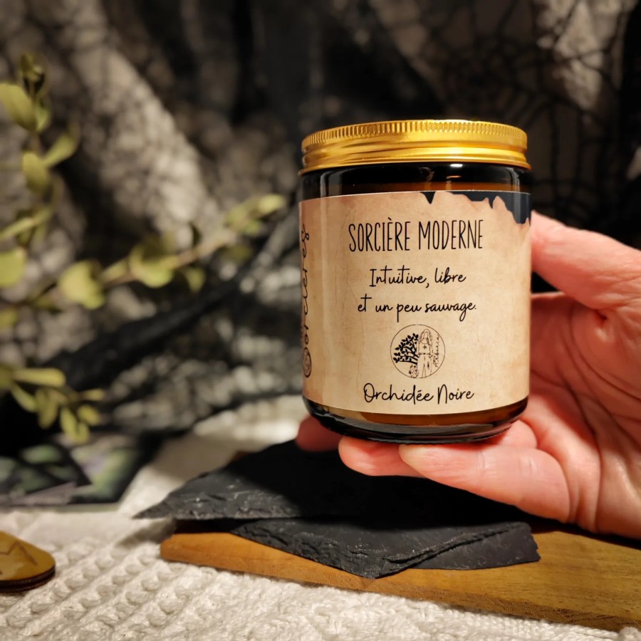 Bougie parfumée 200 g - Sorcière moderne - Intuitive et libre  - Orchidée noire