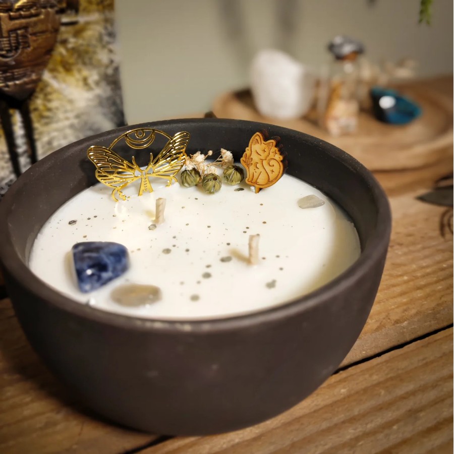 Bougie Musc Blanc avec lapis lazuli