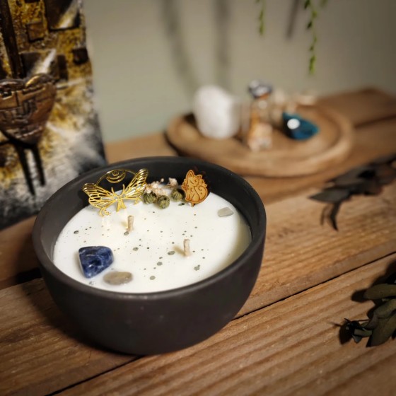Bougie Musc Blanc avec lapis lazuli