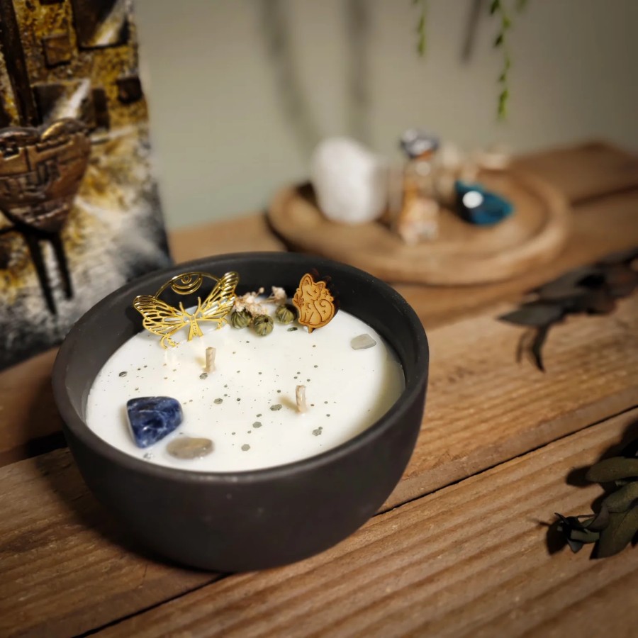 Bougie Musc Blanc avec lapis lazuli