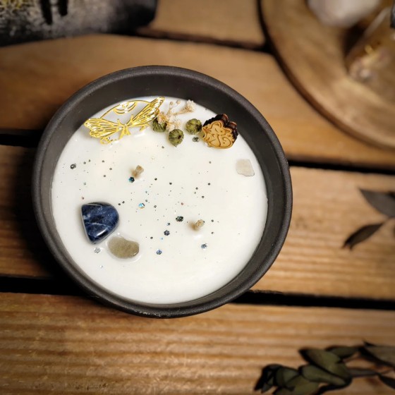 Bougie ésotérique Musc Blanc avec pierre de lune