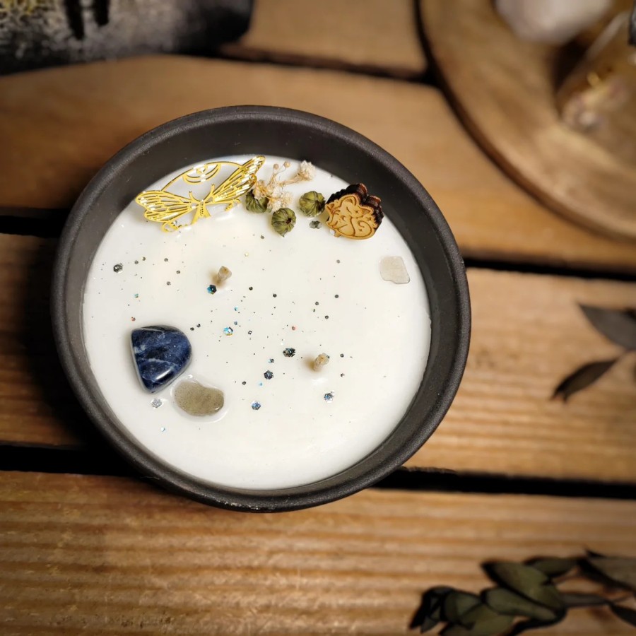 Bougie ésotérique Musc Blanc avec pierre de lune