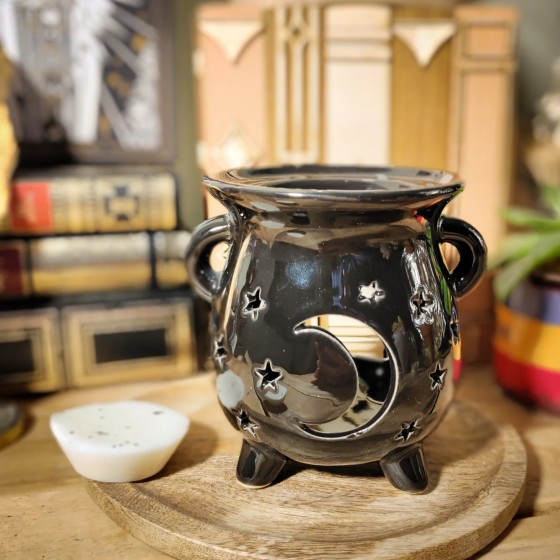 Brûleur à fondants parfumés chaudron lune et étoiles
